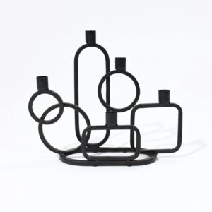 5-Taper black metal candle holder