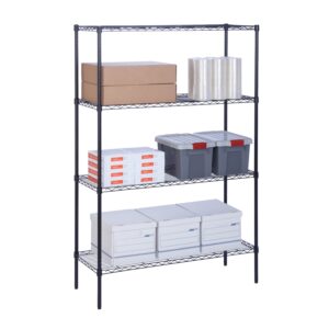 4-Tier Heavy-Duty Shelving with 350-lb Shelf Weight Capacity - Black