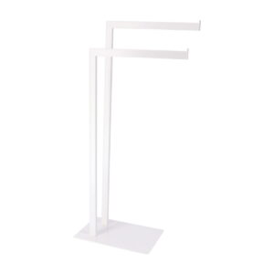 White Metal Towel Rack with 2 Arms