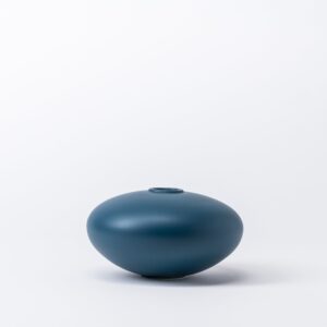 Small Mallard Blue Pebble Disc Vase