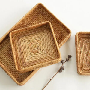 Rattan Serving Tray and Tabletop Organizer