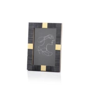 Black Bone with Brass Trim Photo Frame