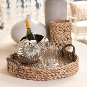 Seagrass Rolled Tray with Glass Insert