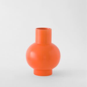 Large Vibrant Orange Globe Bottle Vase