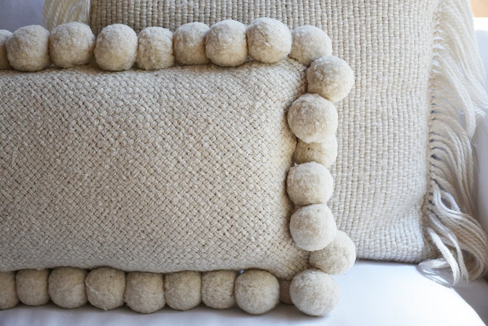 Boho Pom Pom Textured Throw Pillow - Image 2