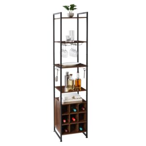 Wine and Bar Storage Tower - Black and Walnut