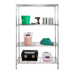 4-Tier Adjustable Shelving Unit with 350-lb Per-Shelf Capacity - Chrome