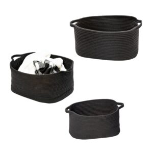 Cotton Cord Nesting Baskets with Handles (Set of 3) - Black