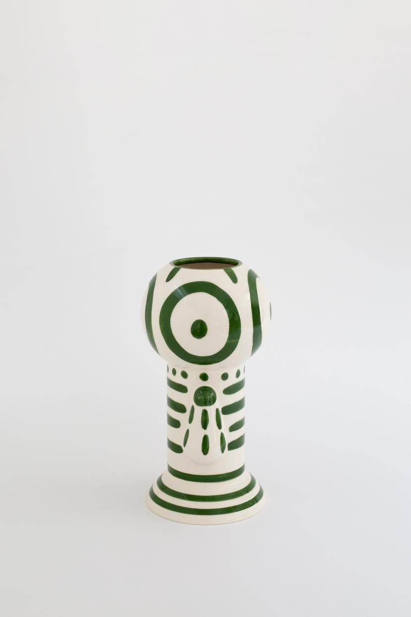 Dark Green Striped Figurine Vase - Image 2