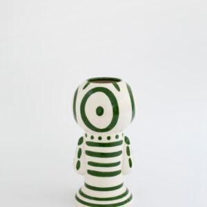 Dark Green Striped Figurine Vase