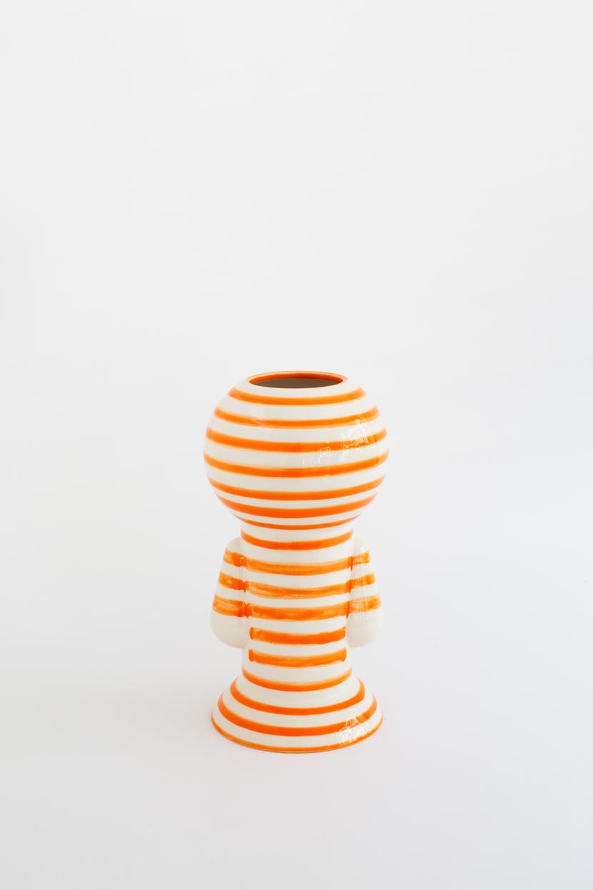 Tangerine Striped Figurine Vase