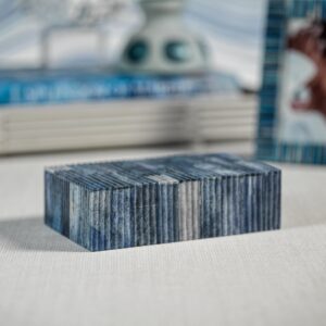 Ribbed Blue Bone Inlaid Storage Box