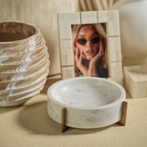 Natural Bone Inlaid Photo Frame with Brass Trim