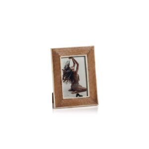 Ribbed Mango Wood Photo Frame with White Border