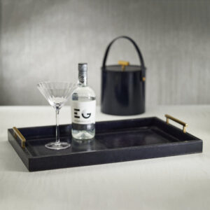 Blue Leather Bar Tray
