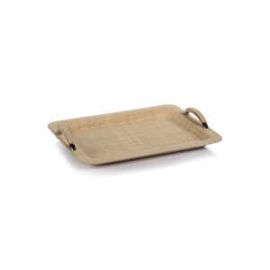 Raffia & Chambray Serving Tray