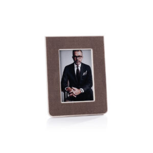 Raffia Over Nappa Cream Photo Frame