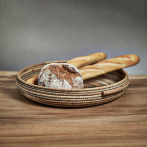 Gray & Natural Hand Woven Rattan Serving Tray