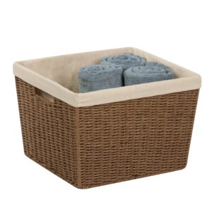 Paper Rope Large Storage Basket with Liner - Brown