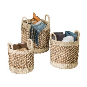 Natural Decorative Seagrass Woven Nesting Baskets (Set of 3)