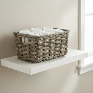 Rectangular Grey Rattan Pantry Basket Medium